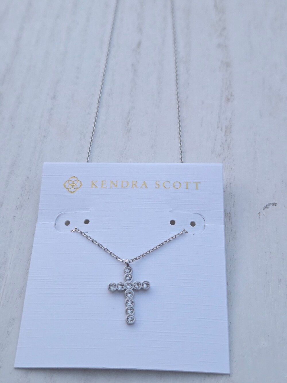 Kendra Scott Silver Crystal Cross Pendant Necklace